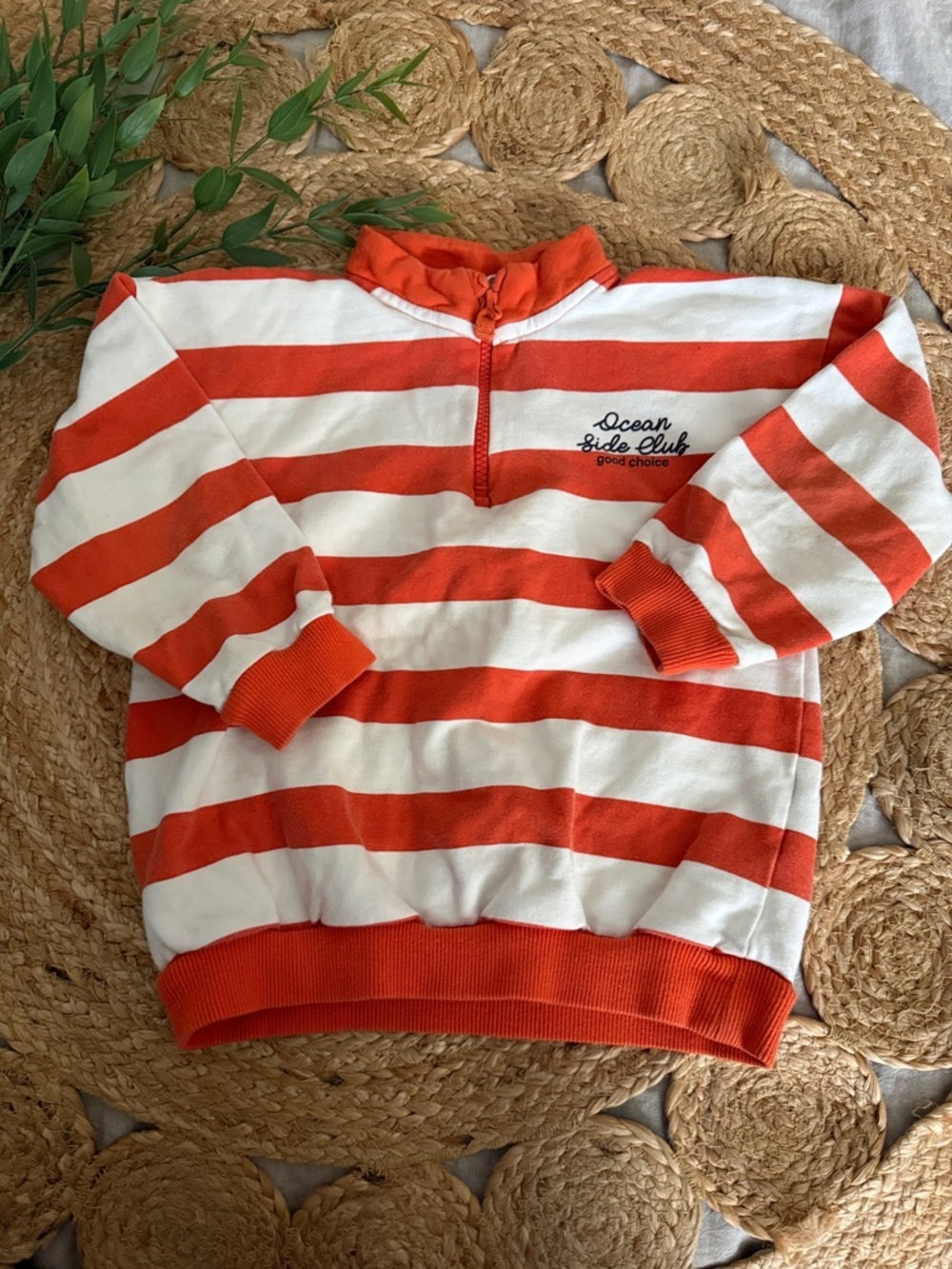 LCW Baby 5/6 Striped 1/2 Zip Nautical Sweatshirt.